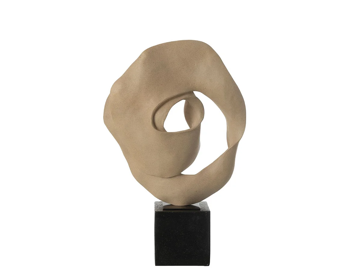 Déco sur Socle en Résine "Abstrait" 60cm Beige