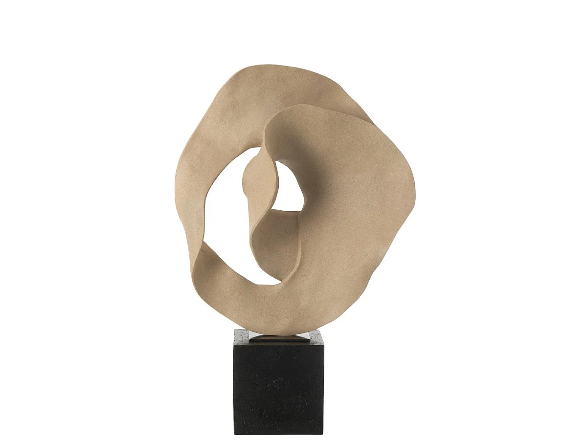 Déco sur Socle en Résine "Abstrait" 60cm Beige