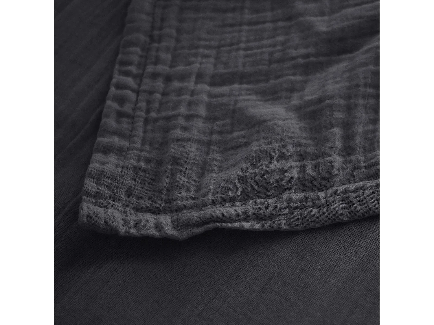 Drap plat 270x300 cm mousseline de coton MILOS noir caviar