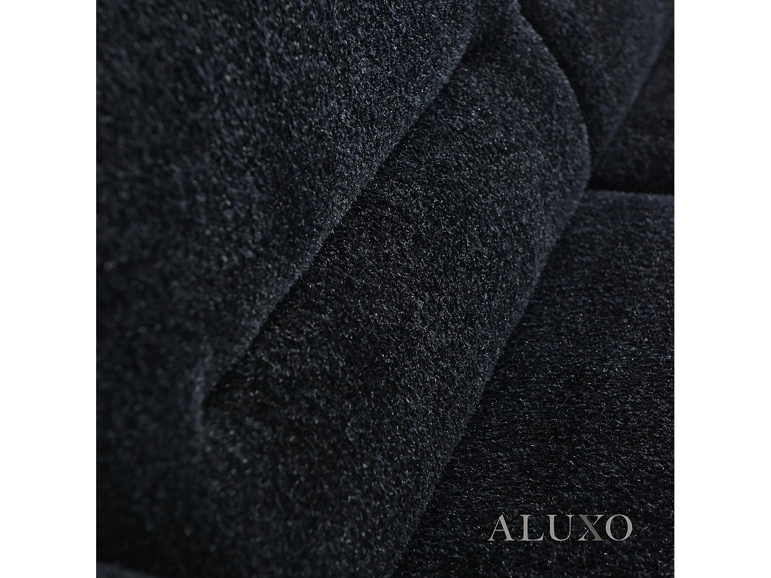 ALUXO Albany Modern 2 Seater Sofa Midnight Black Fabric Boucle Soft Couch Gold Trim