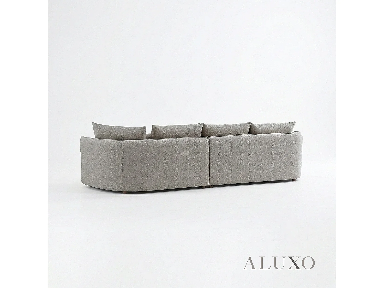 ALUXO Rubin Boucle Right Hand Corner Sofa Pebble Grey 3-4 Seater Curved Island