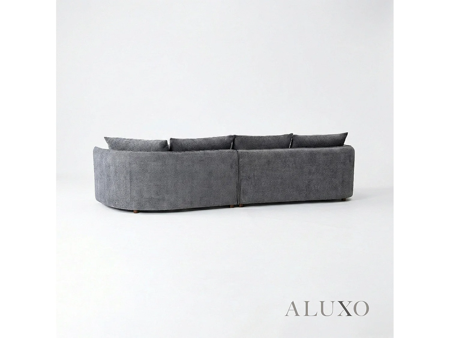 ALUXO Rubin Boucle Right Hand Corner Sofa Charcoal Grey 4 Seater Curved Island