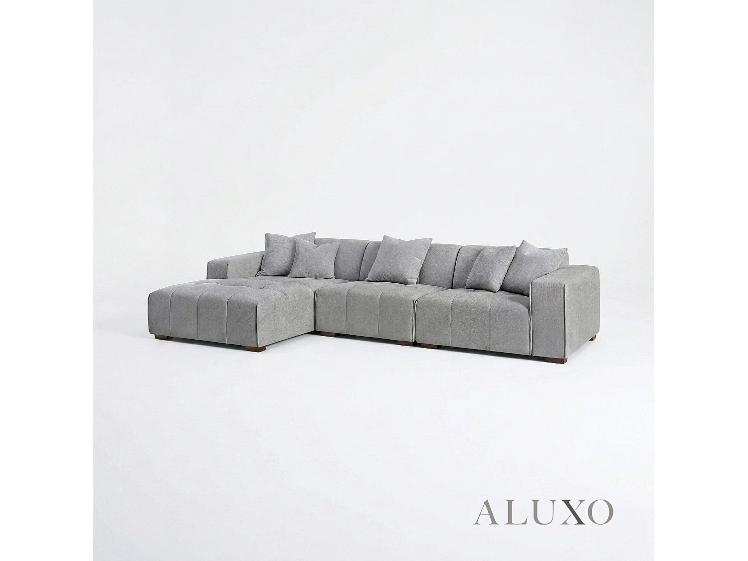 ALUXO Leonard Boucle Left Hand Corner Sofa LHF L Shape Cloudy Grey Medium Block