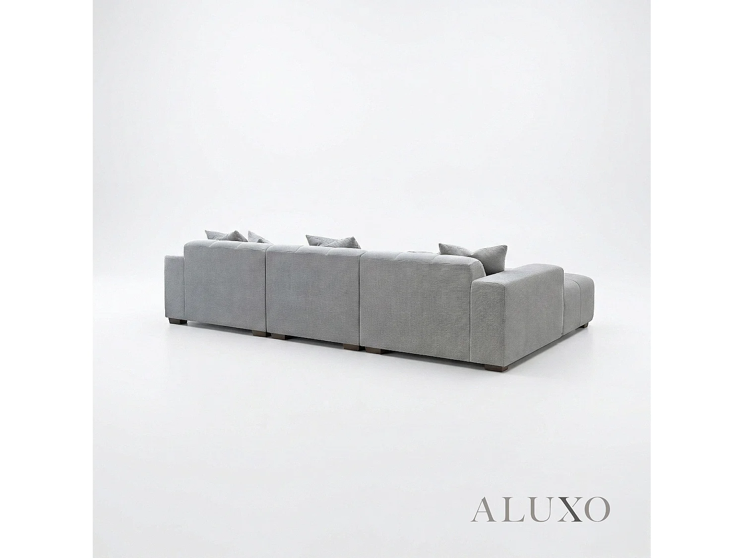 ALUXO Leonard Boucle Left Hand Corner Sofa LHF L Shape Cloudy Grey Medium Block