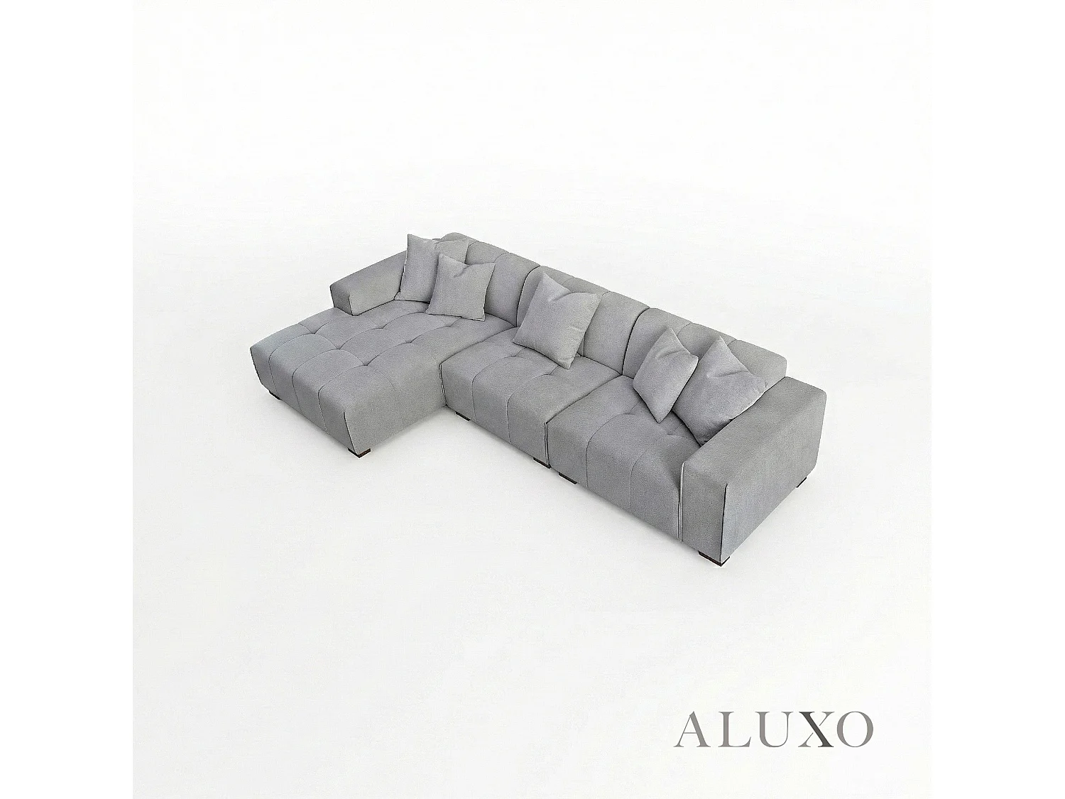 ALUXO Leonard Boucle Left Hand Corner Sofa LHF L Shape Cloudy Grey Medium Block