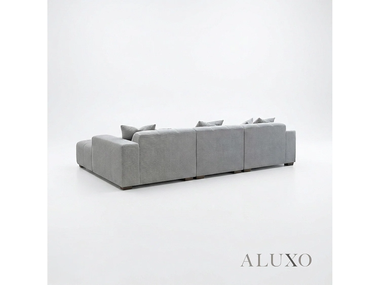 ALUXO Leonard Boucle Right Hand Facing Corner Sofa RHF Cloudy Grey Medium Block