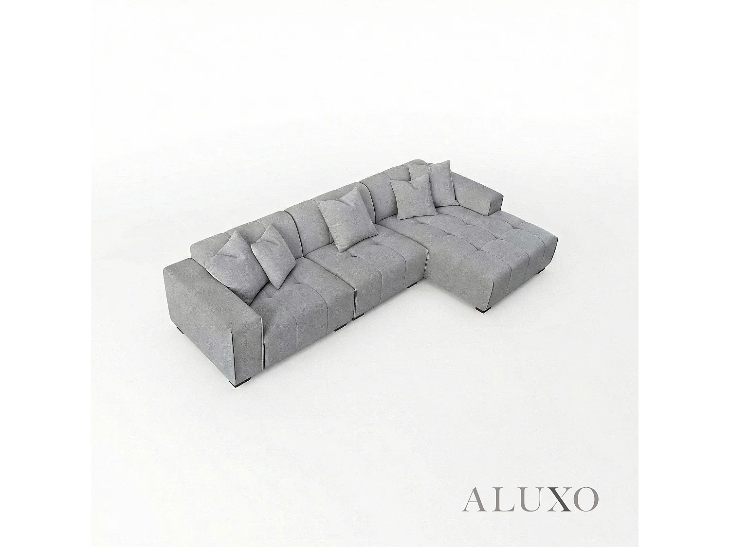 ALUXO Leonard Boucle Right Hand Facing Corner Sofa RHF Cloudy Grey Medium Block