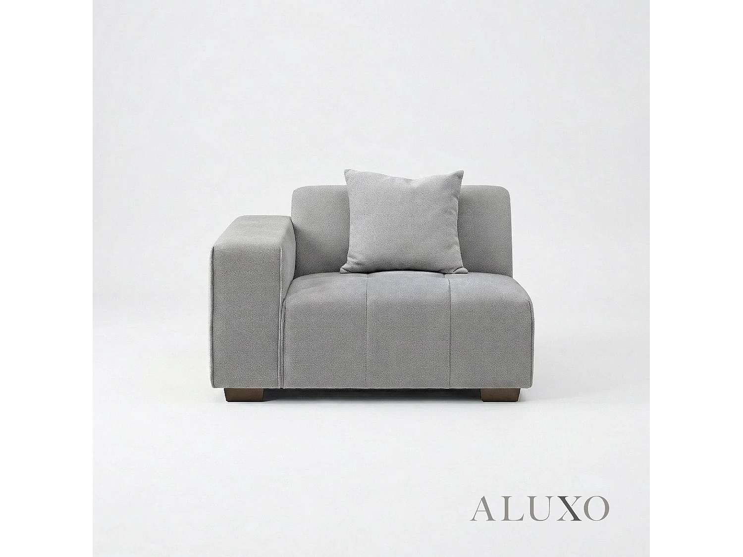 ALUXO Leonard Boucle Right Hand Facing Corner Sofa RHF Cloudy Grey Medium Block
