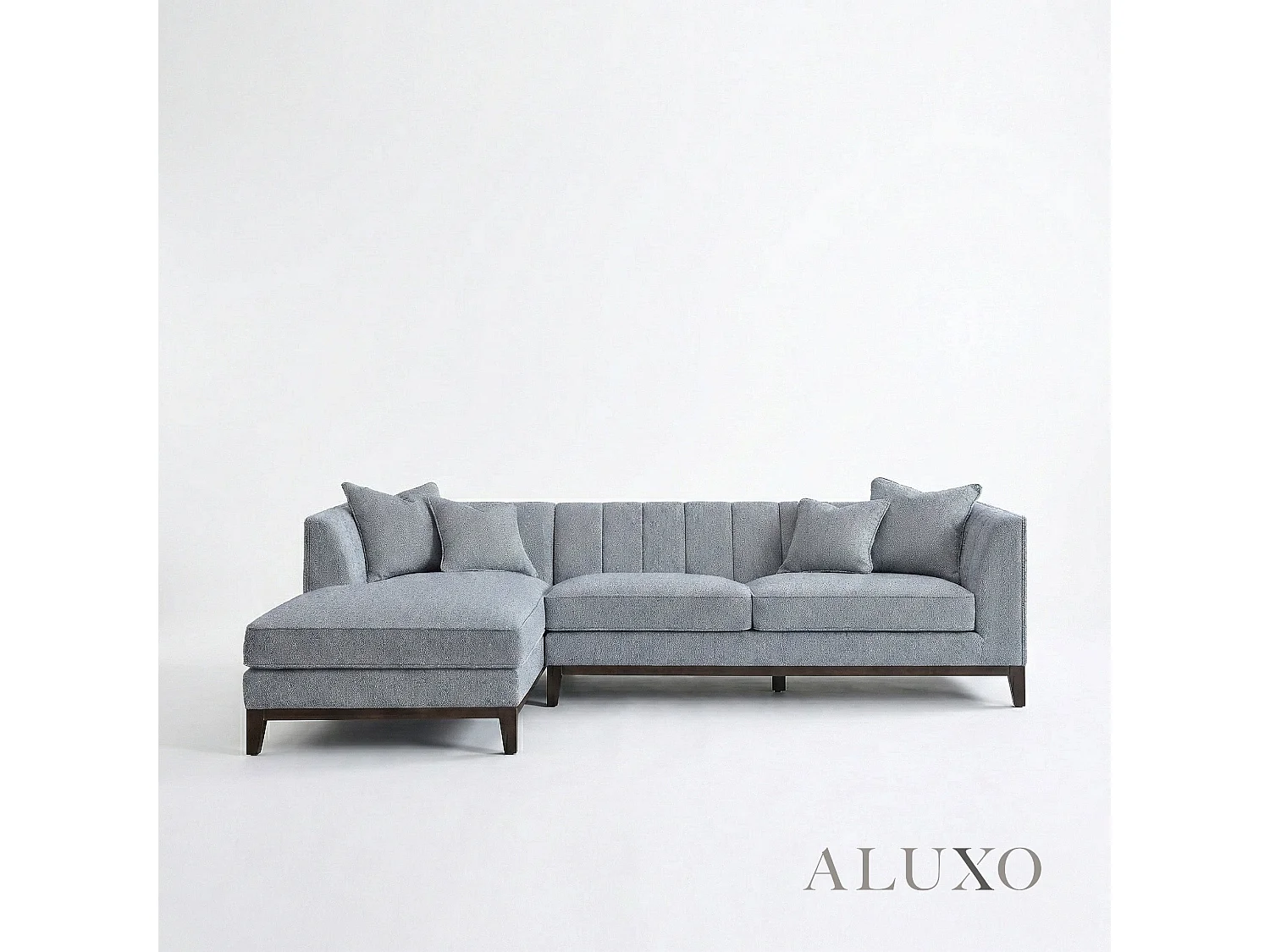 ALUXO Cooper Boucle Left Hand Corner Sofa LHF 5 Seater Dolphin Grey Medium Firm