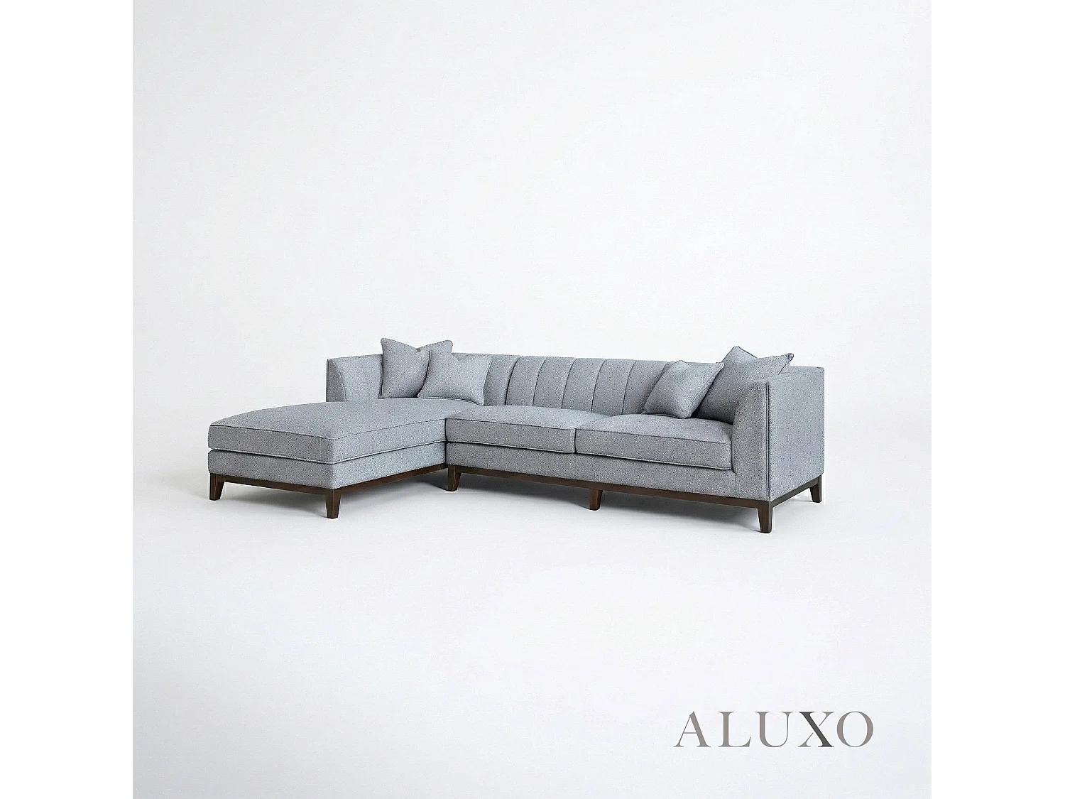 ALUXO Cooper Boucle Left Hand Corner Sofa LHF 5 Seater Dolphin Grey Medium Firm