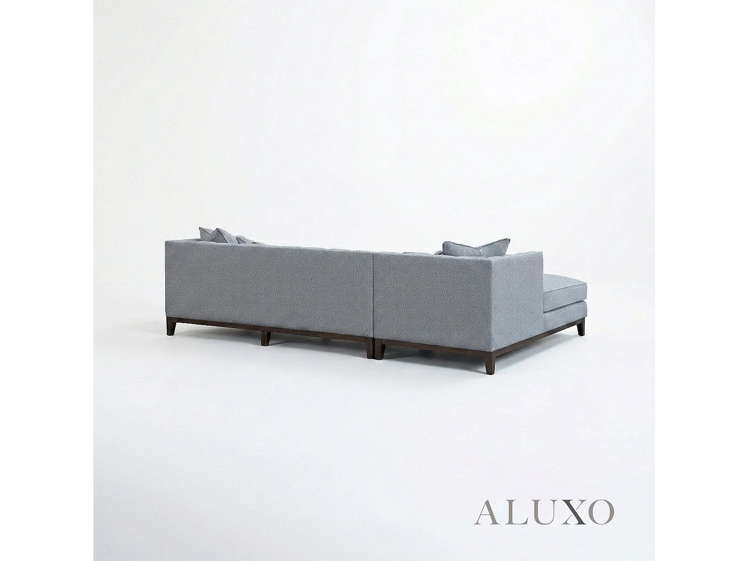 ALUXO Cooper Boucle Left Hand Corner Sofa LHF 5 Seater Dolphin Grey Medium Firm