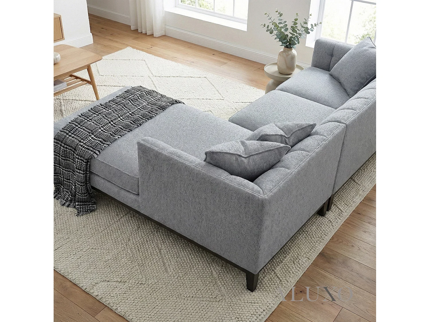 ALUXO Cooper Boucle Right Hand Corner Sofa RHF L Shape Dolphin Grey Medium Firm