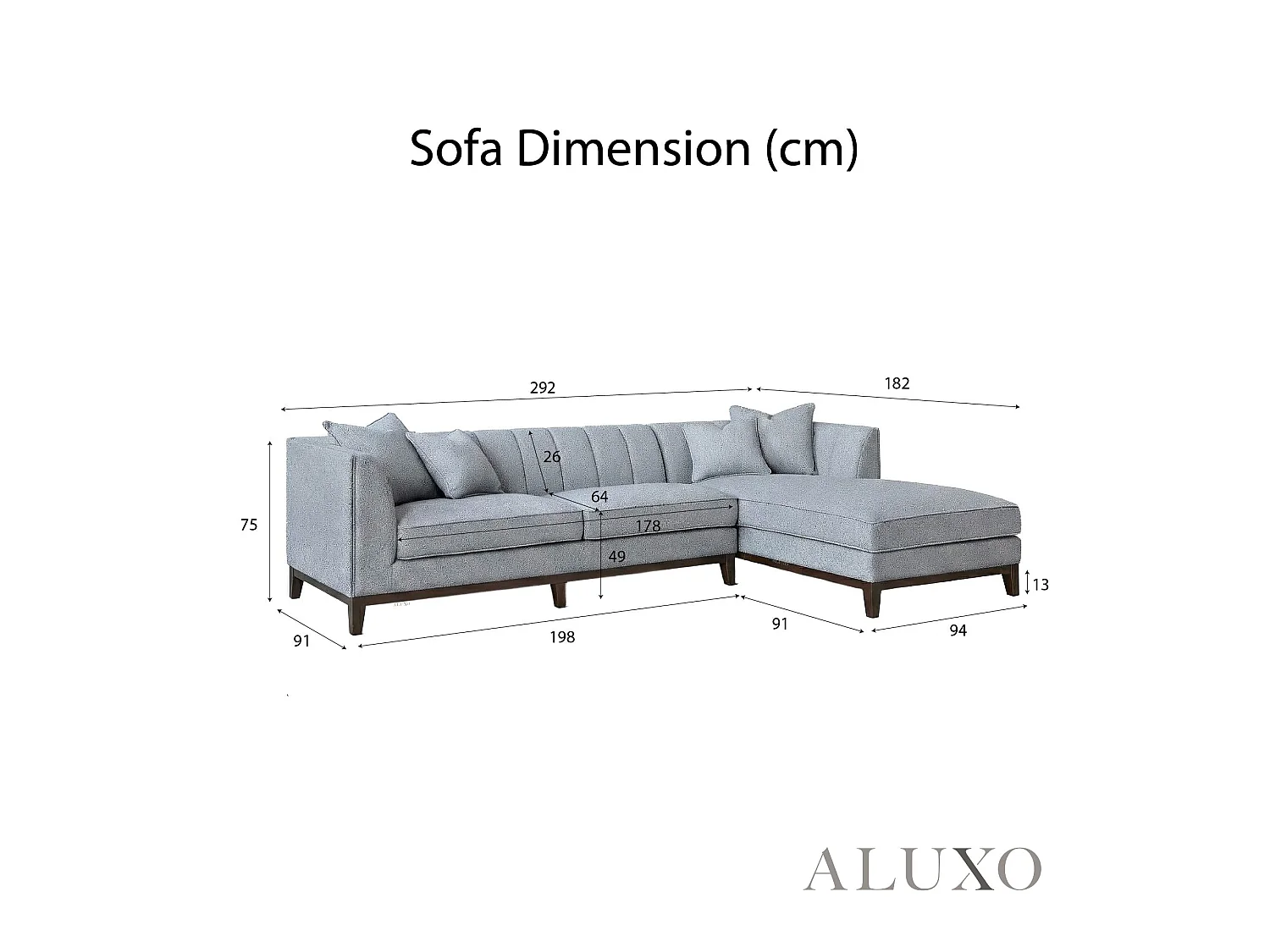 ALUXO Cooper Boucle Right Hand Corner Sofa RHF L Shape Dolphin Grey Medium Firm