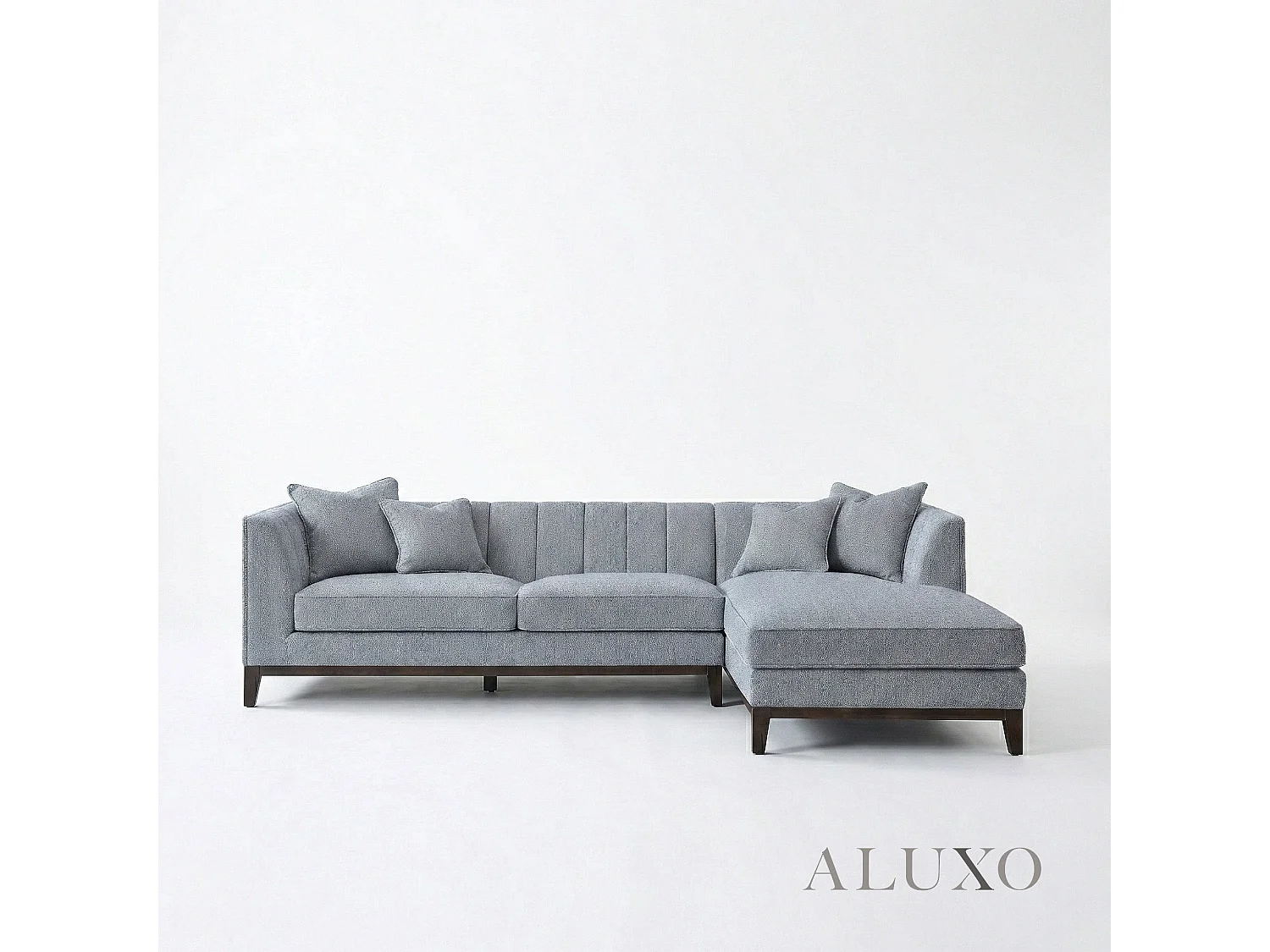 ALUXO Cooper Boucle Right Hand Corner Sofa RHF L Shape Dolphin Grey Medium Firm
