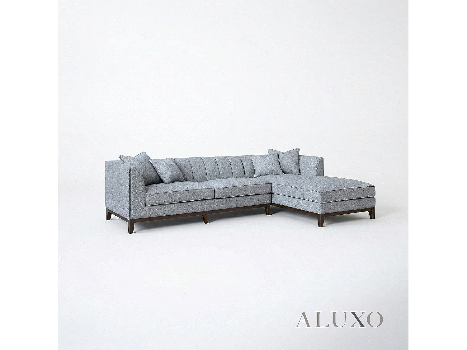 ALUXO Cooper Boucle Right Hand Corner Sofa RHF L Shape Dolphin Grey Medium Firm