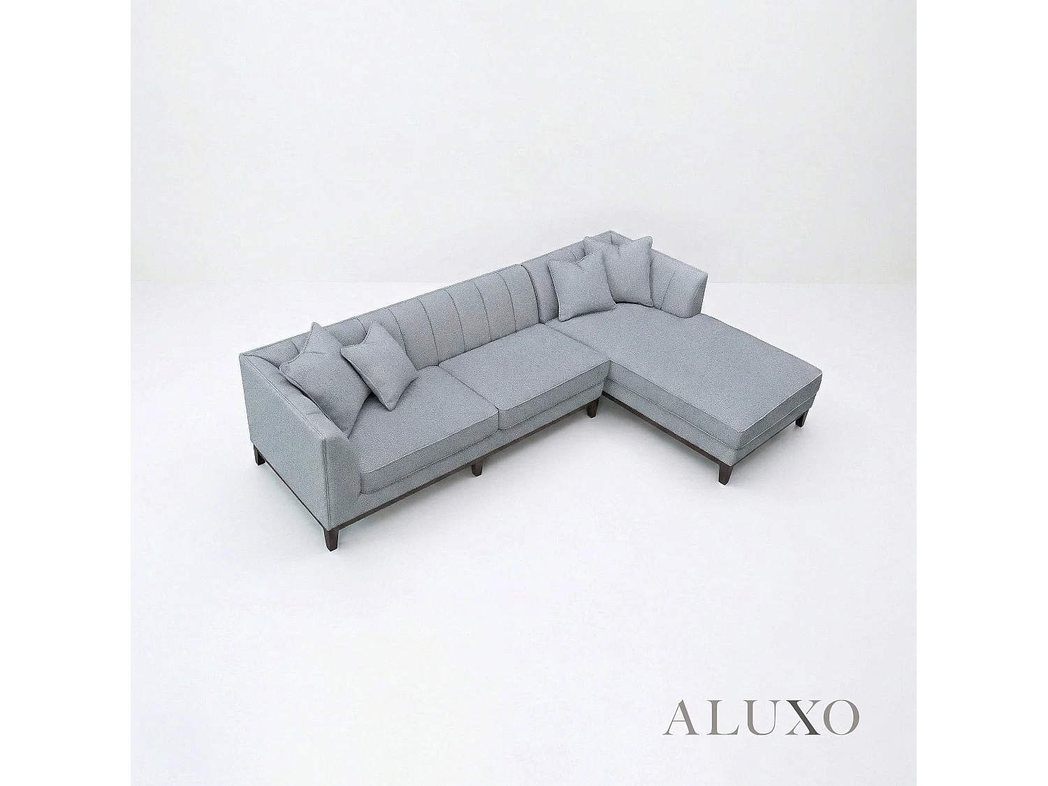 ALUXO Cooper Boucle Right Hand Corner Sofa RHF L Shape Dolphin Grey Medium Firm