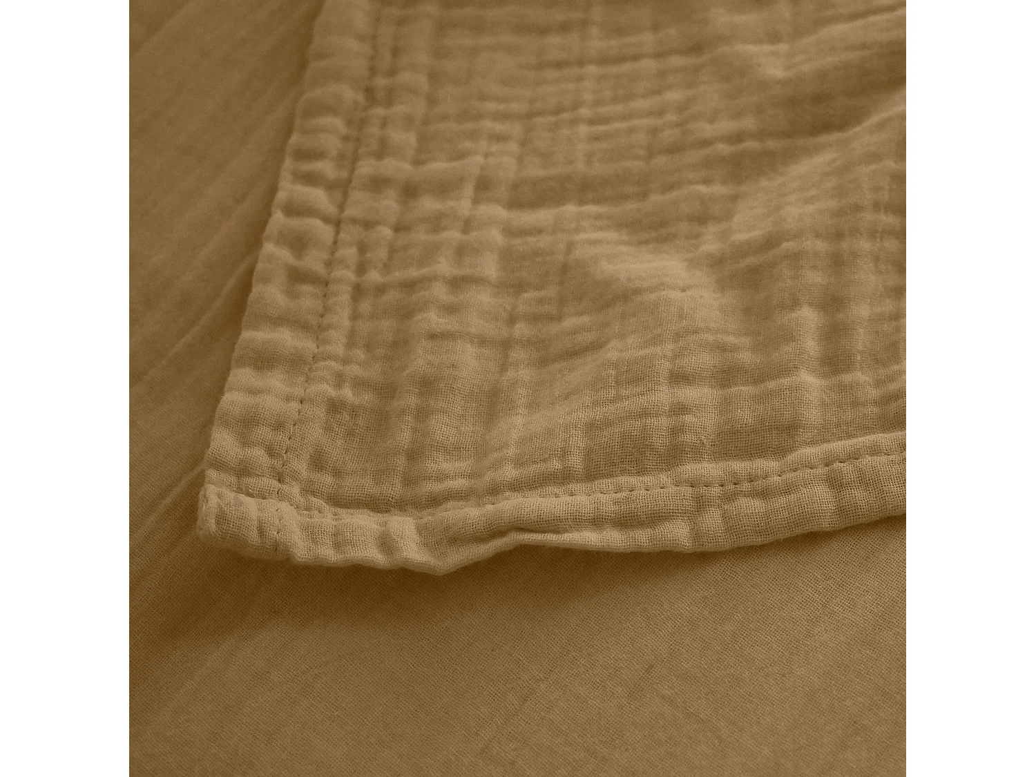 Drap plat 270x300 cm mousseline de coton MILOS marron houblon