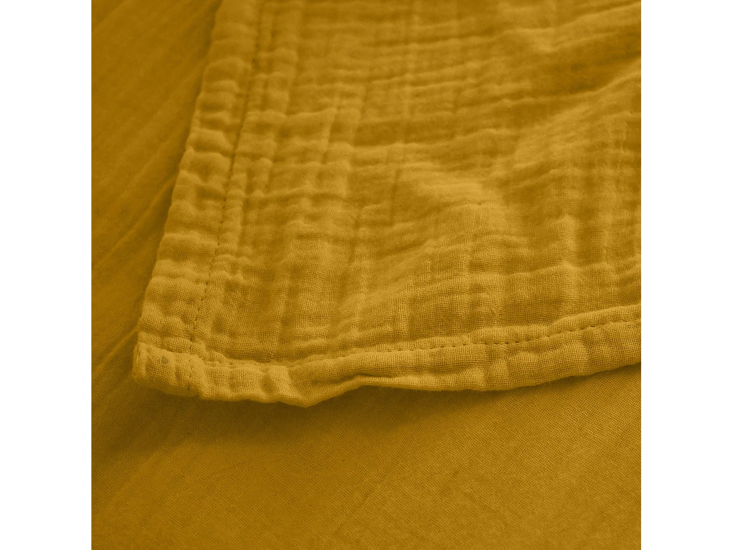 Drap plat 270x300 cm mousseline de coton MILOS jaune gold