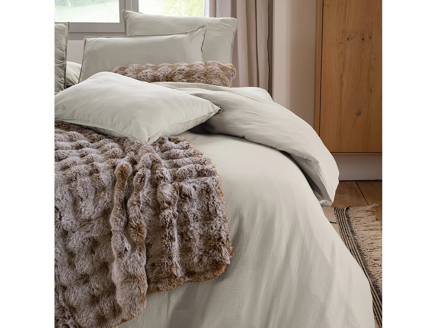 Drap plat 270x300 cm mousseline de coton MILOS lin