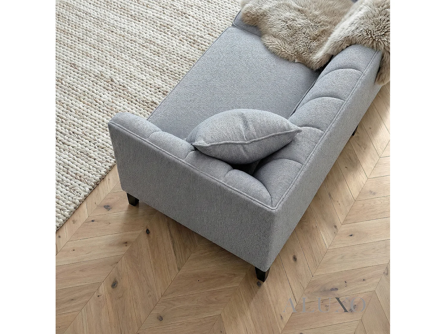 ALUXO Cooper Modern Boucle 3 Seater Sofa Dolphin Grey Medium Firm Deep Cushion