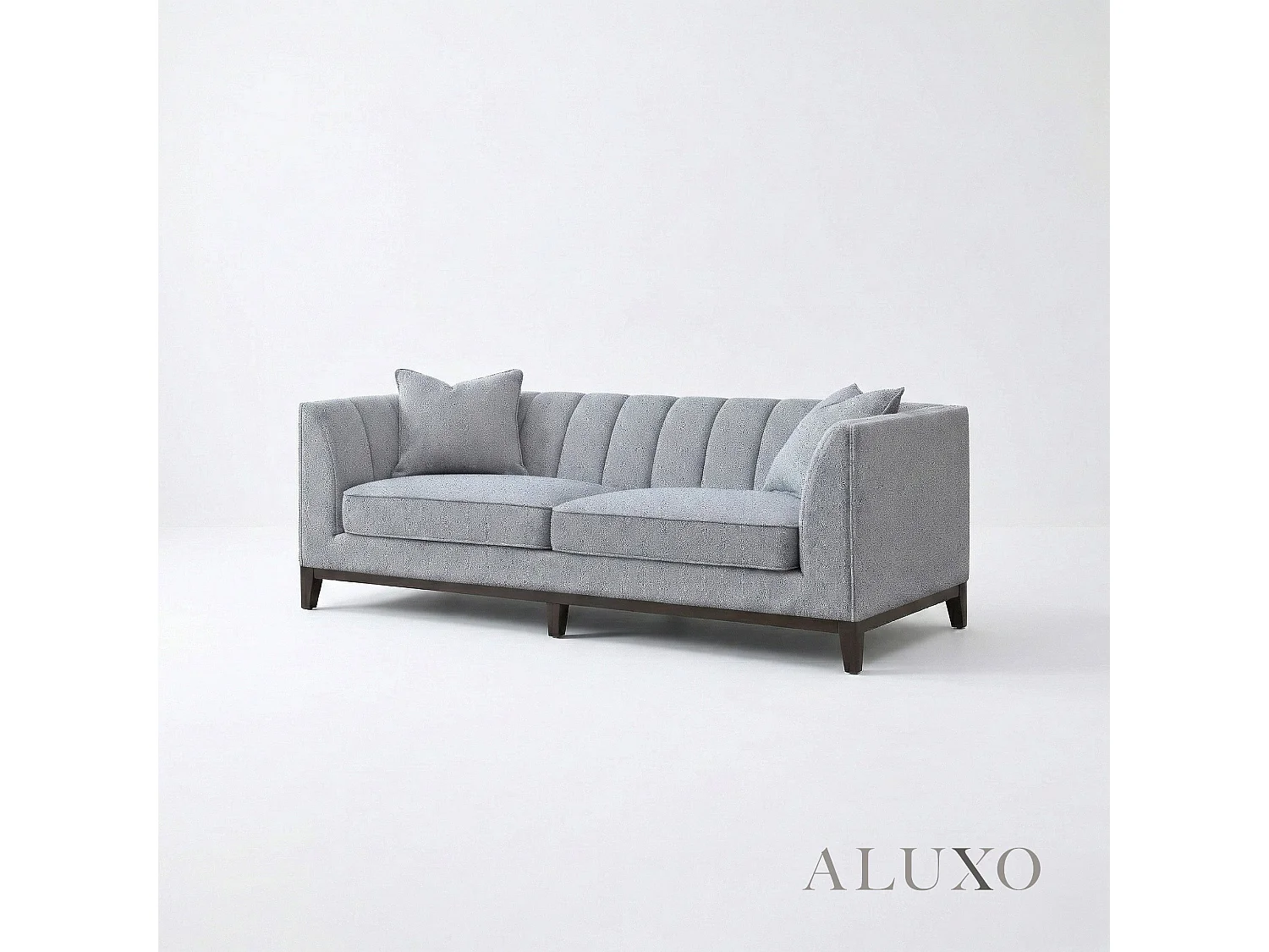 ALUXO Cooper Modern Boucle 3 Seater Sofa Dolphin Grey Medium Firm Deep Cushion