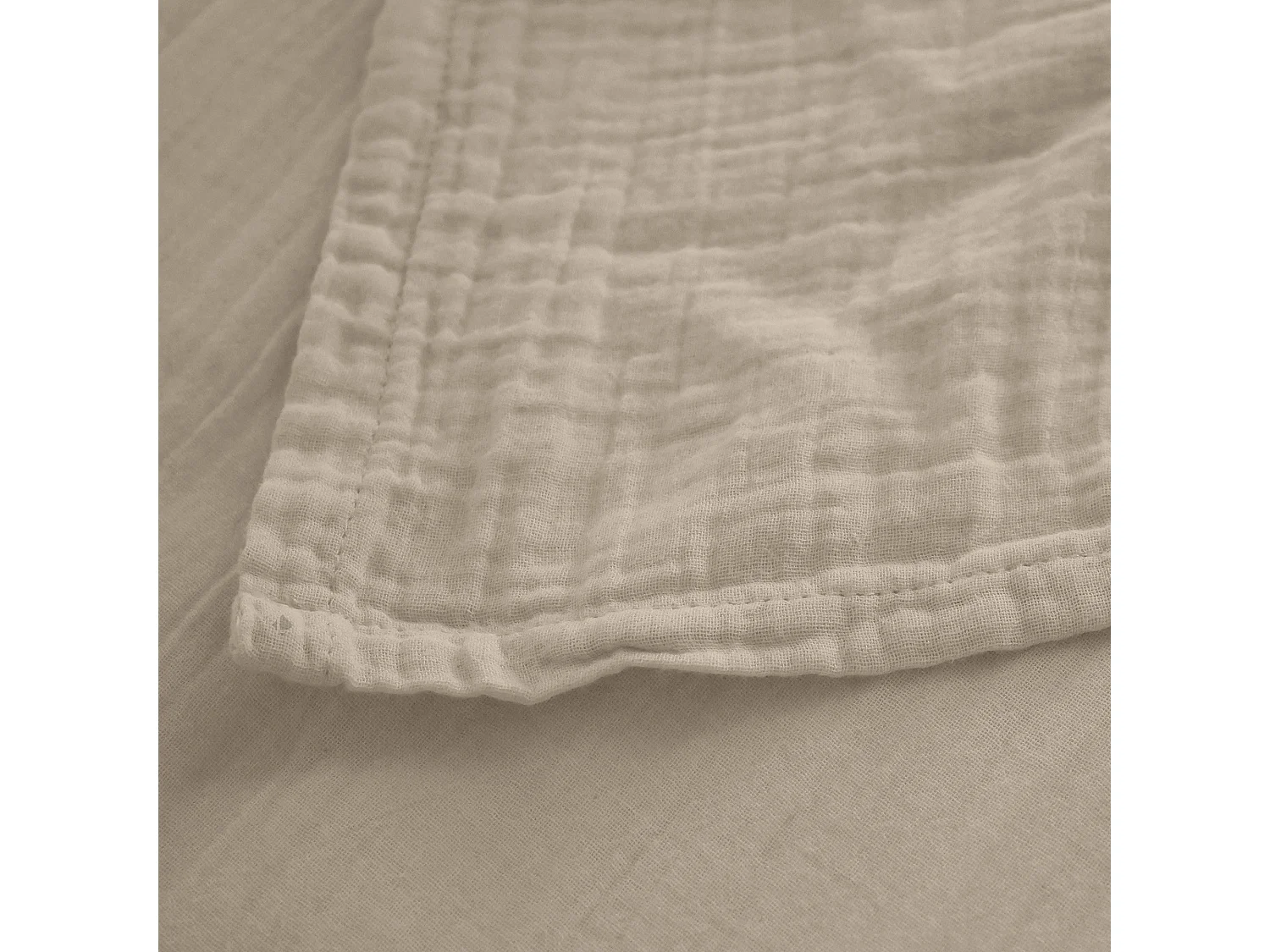 Drap plat 270x300 cm mousseline de coton MILOS beige chanvre