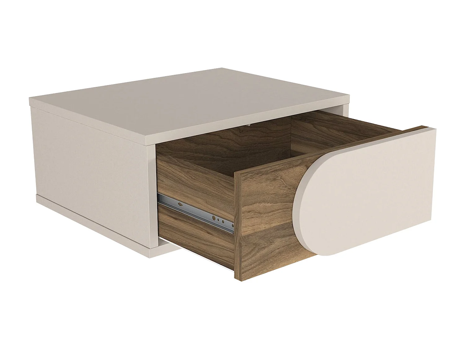 Lot de 2 tables de chevet avec 1 tiroir - Beige et naturel foncé - DIPOVA