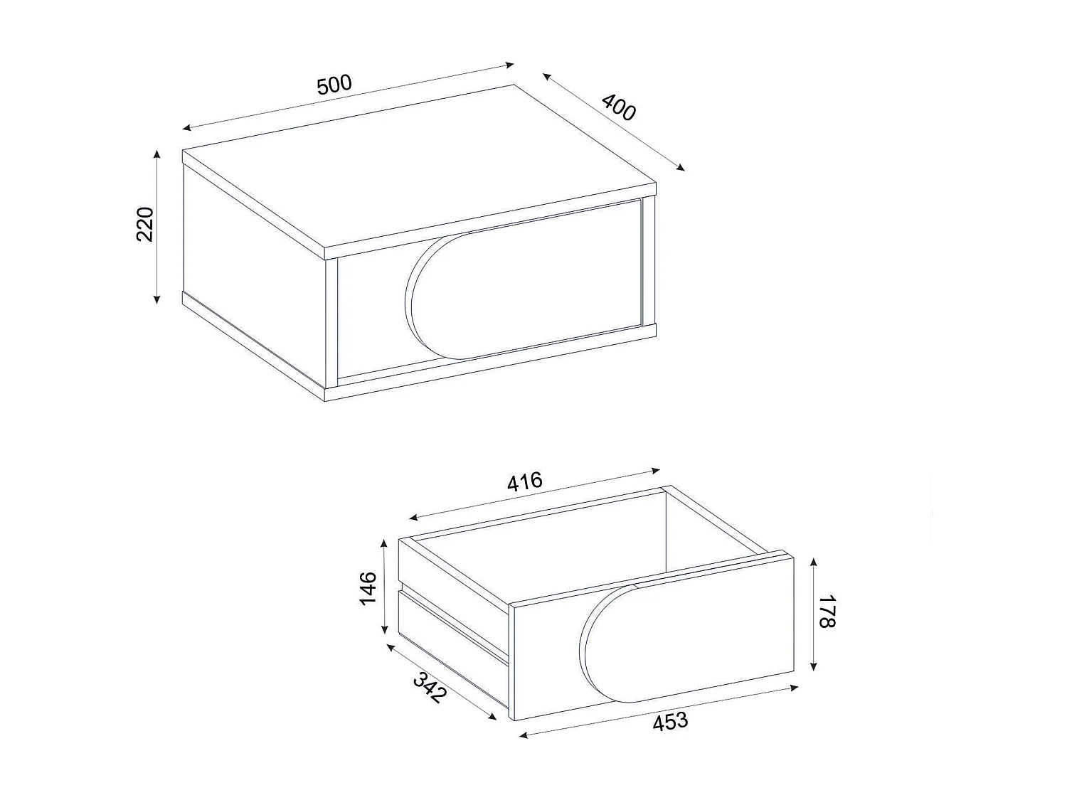Lot de 2 tables de chevet avec 1 tiroir - Beige et naturel foncé - DIPOVA