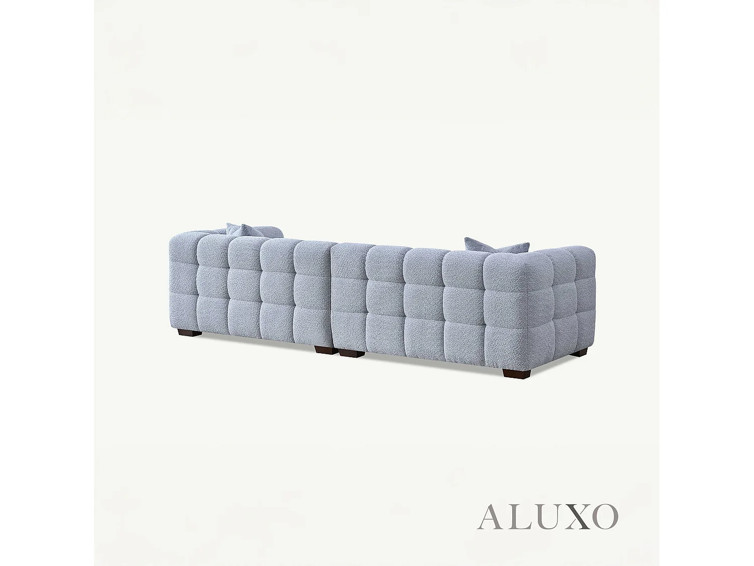 ALUXO Tribeca Modern 4 Seater Sofa Pearl Grey Boucle Cube Stitching Design