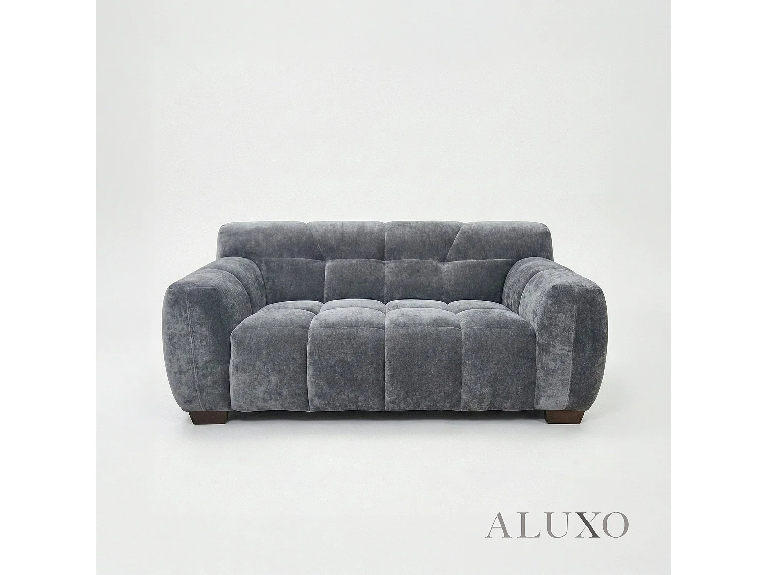 ALUXO Harlem 2 Seater Boucle Sofa Loveseat Grey Steel Medium 5 Year Warranty