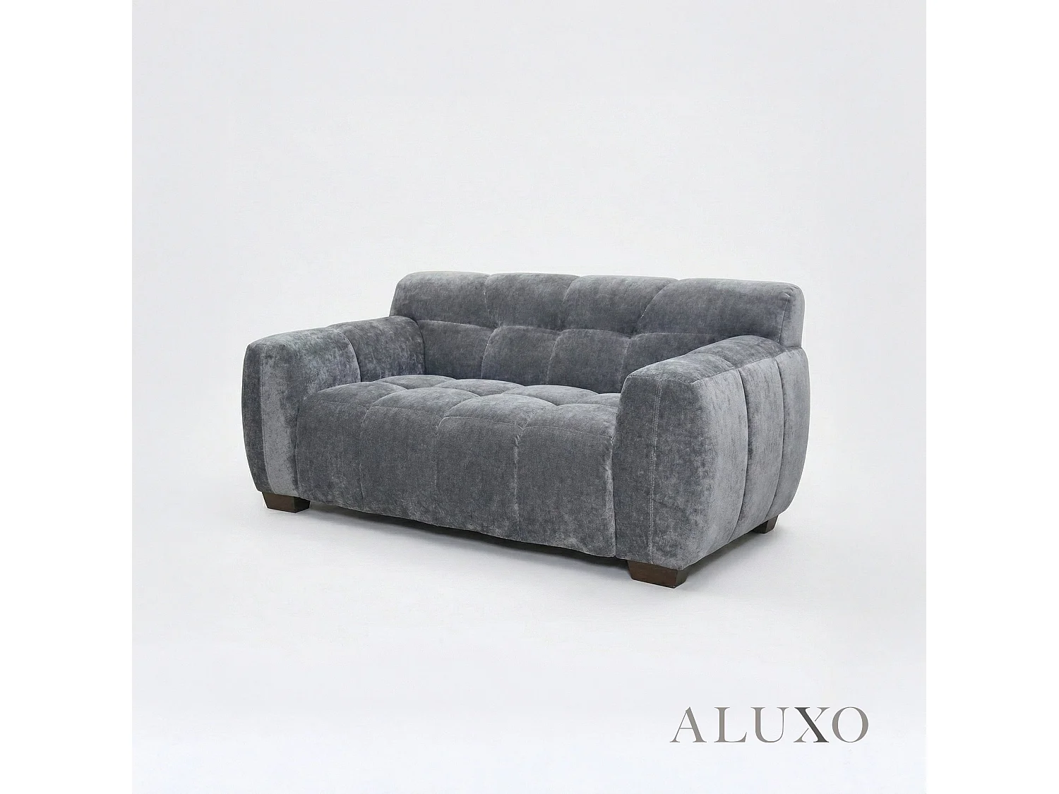 ALUXO Harlem 2 Seater Boucle Sofa Loveseat Grey Steel Medium 5 Year Warranty