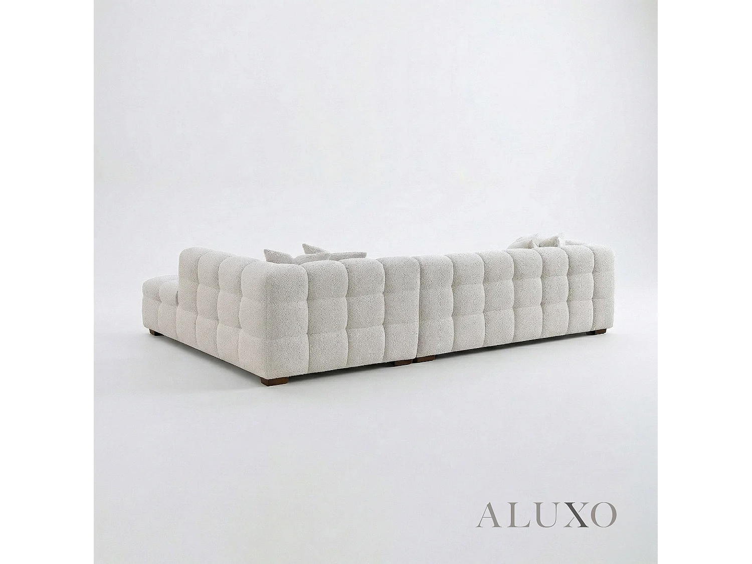ALUXO Tribeca Modern Right Hand Corner Sofa L Shape Oatmeal Beige Boucle Cube