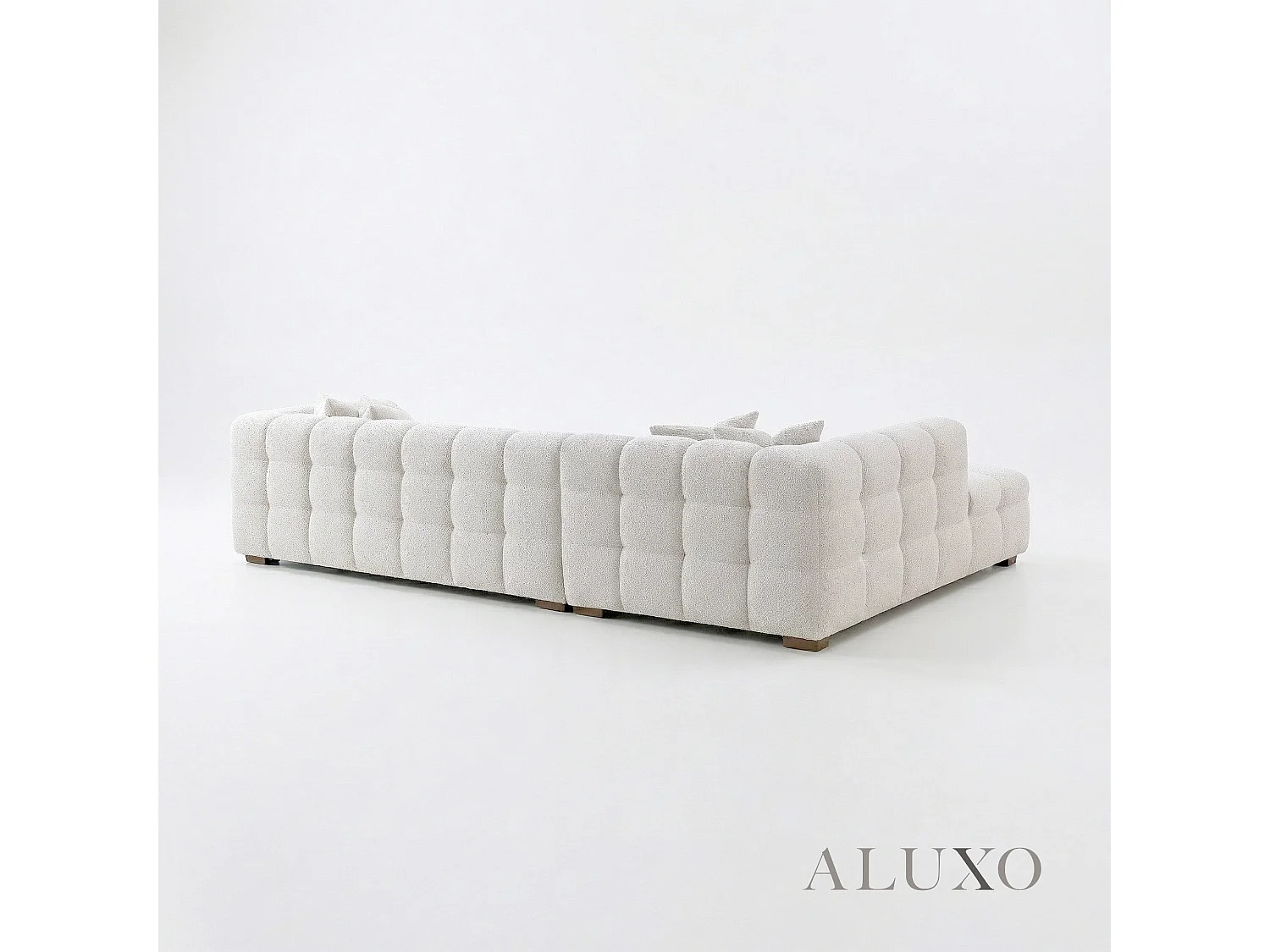 ALUXO Tribeca Modern Left Hand Corner Sofa L Shape Oatmeal Beige Boucle Cube
