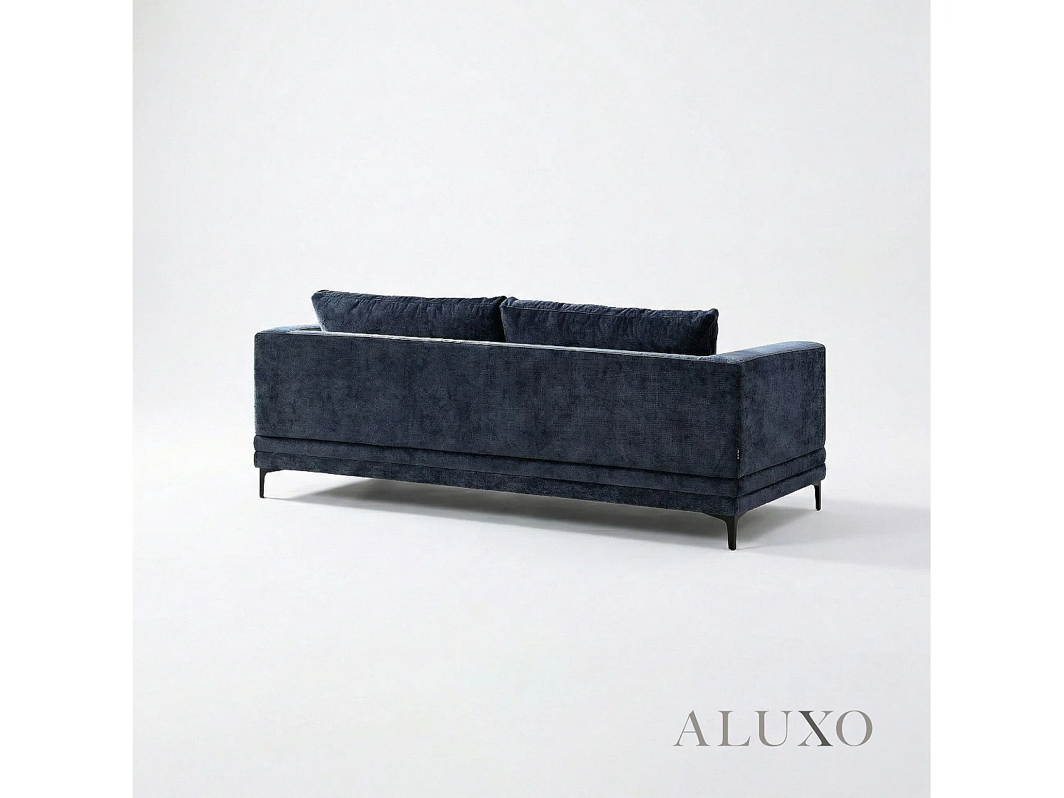 ALUXO Lenox Modern Boucle 3 Seater Sofa Blue Mermaid Velvet Medium Soft Cushion Couch