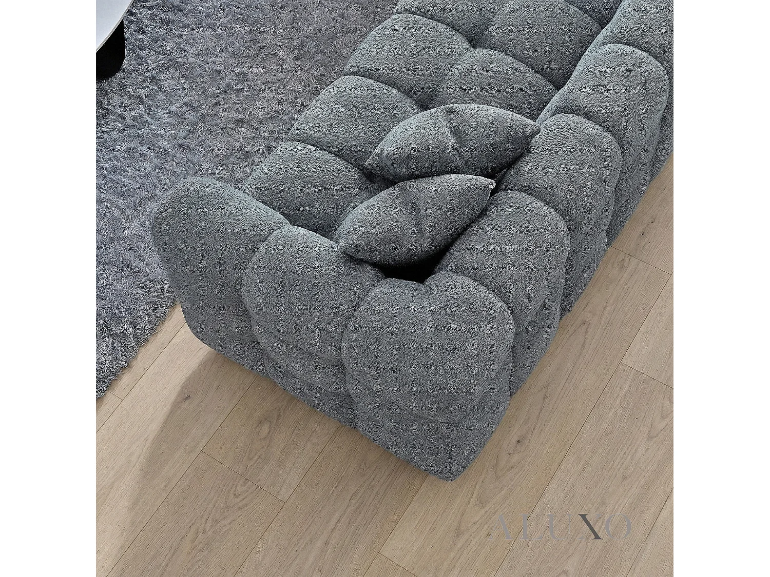ALUXO Tribeca Modern Left Hand Corner Sofa L Shape Iron Grey Boucle Cube 2025