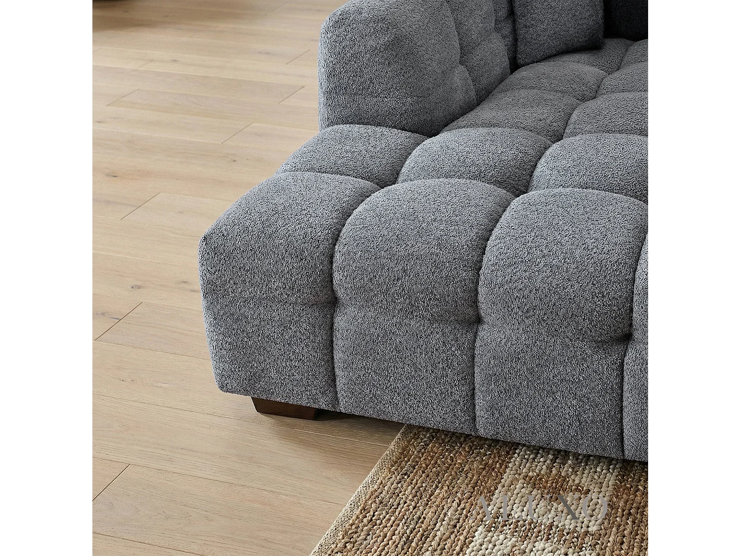 ALUXO Tribeca Modern Left Hand Corner Sofa L Shape Iron Grey Boucle Cube 2025
