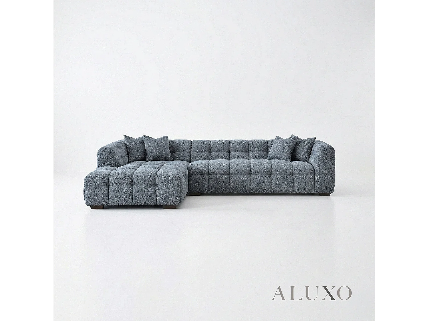 ALUXO Tribeca Modern Left Hand Corner Sofa L Shape Iron Grey Boucle Cube 2025
