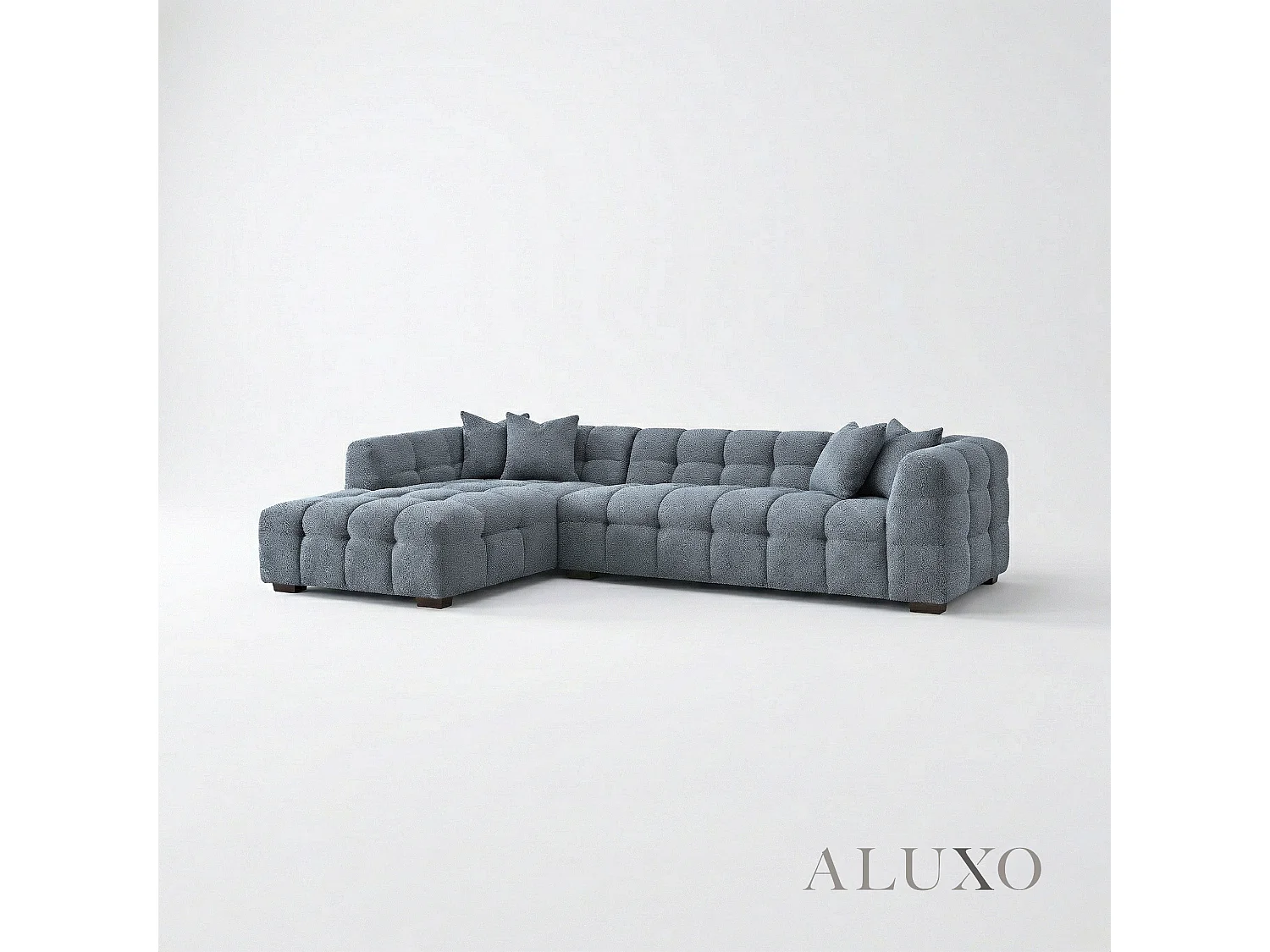 ALUXO Tribeca Modern Left Hand Corner Sofa L Shape Iron Grey Boucle Cube 2025