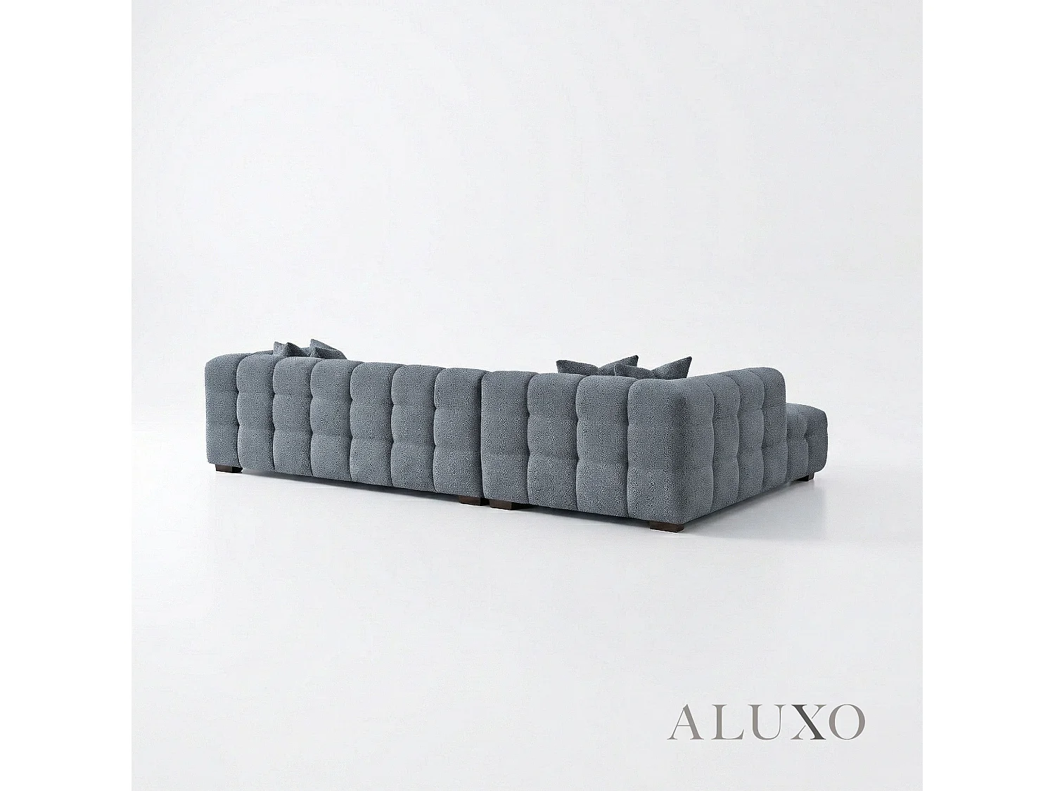 ALUXO Tribeca Modern Left Hand Corner Sofa L Shape Iron Grey Boucle Cube 2025