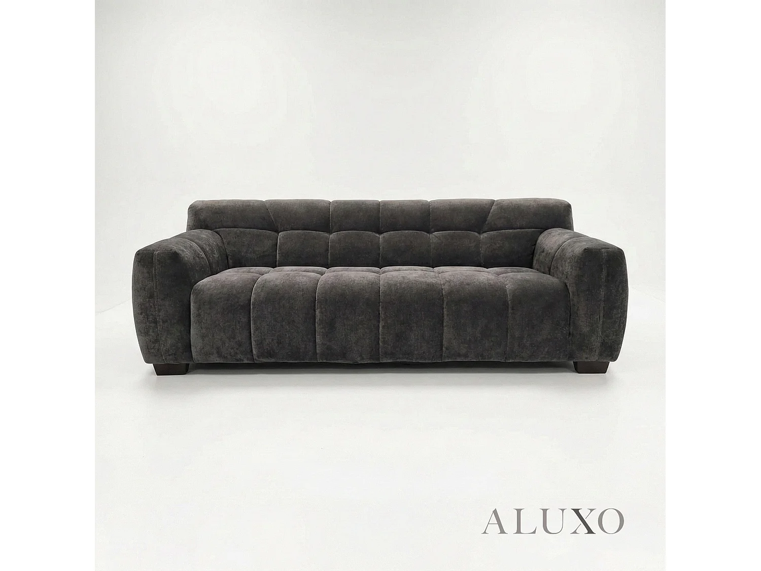 ALUXO Harlem 3 Seater Boucle Sofa Chocolate Velvet Deep Stitch 5 Year Warranty