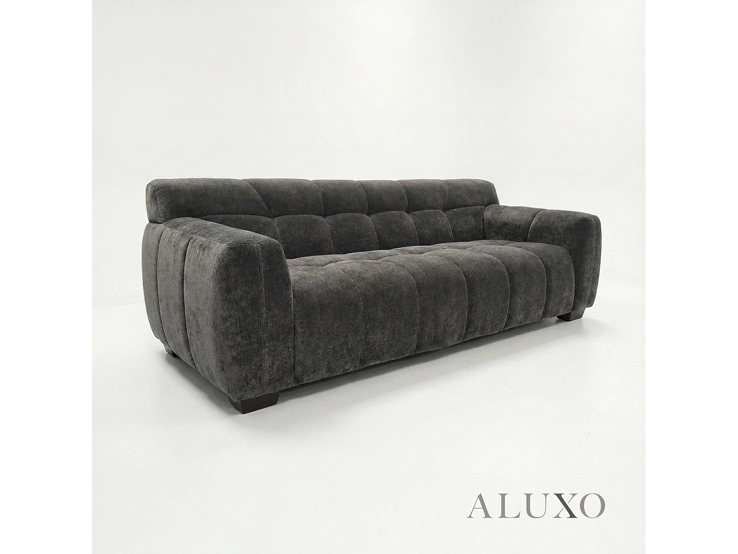 ALUXO Harlem 3 Seater Boucle Sofa Chocolate Velvet Deep Stitch 5 Year Warranty