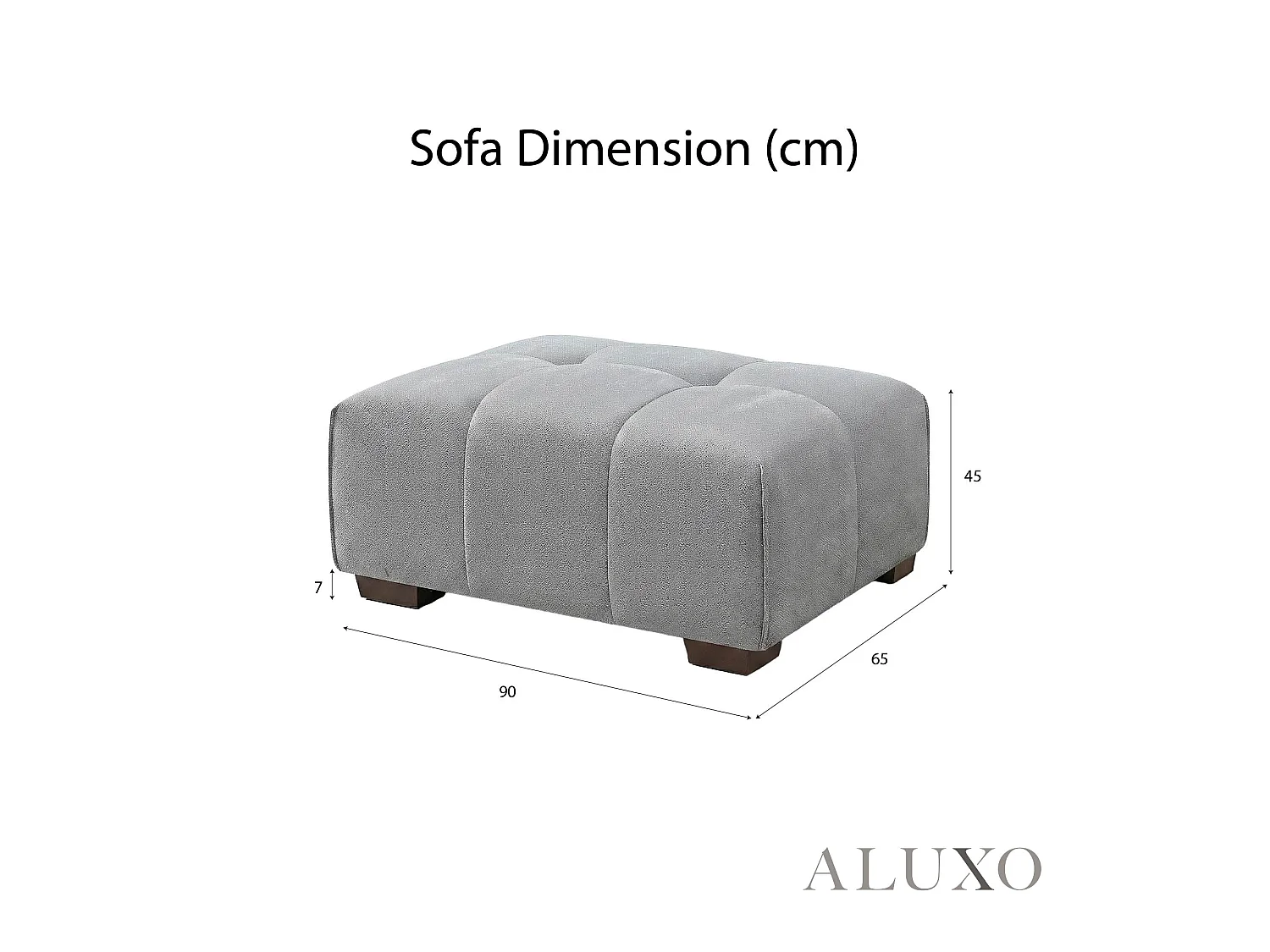 ALUXO Leonard Boucle Foot Stool Ottoman Chaise Cloudy Grey Medium for Match Sofa