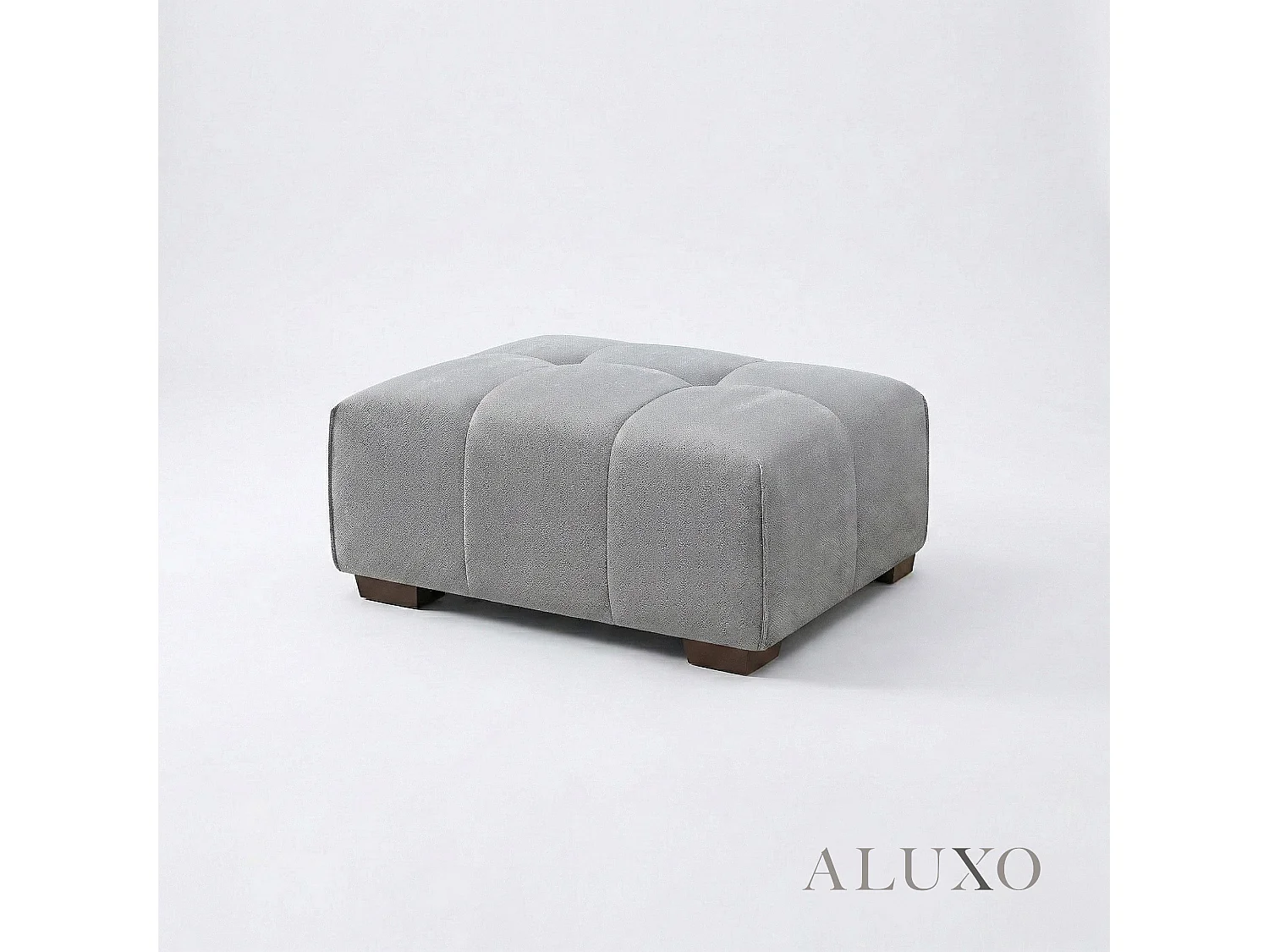 ALUXO Leonard Boucle Foot Stool Ottoman Chaise Cloudy Grey Medium for Match Sofa