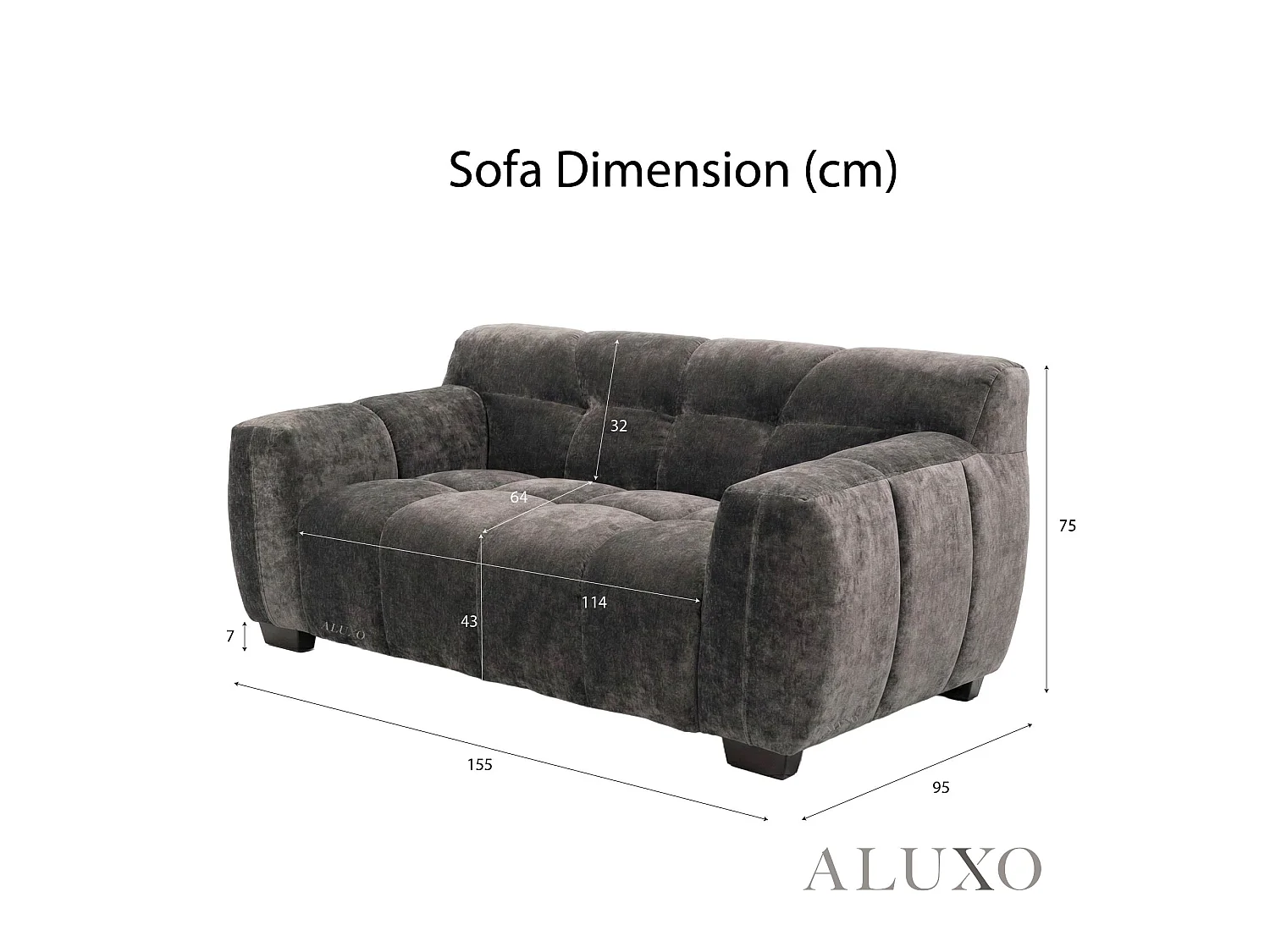 ALUXO Harlem 2 Seater Boucle Sofa Loveseat Chocolate Medium 5 Year Warranty