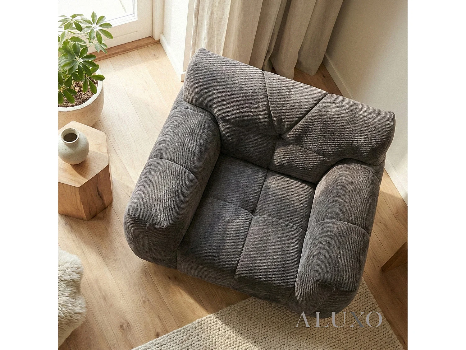 ALUXO Harlem 1 Seater Single Sofa Arm Chair Chocolate Medium 5 Year Warranty