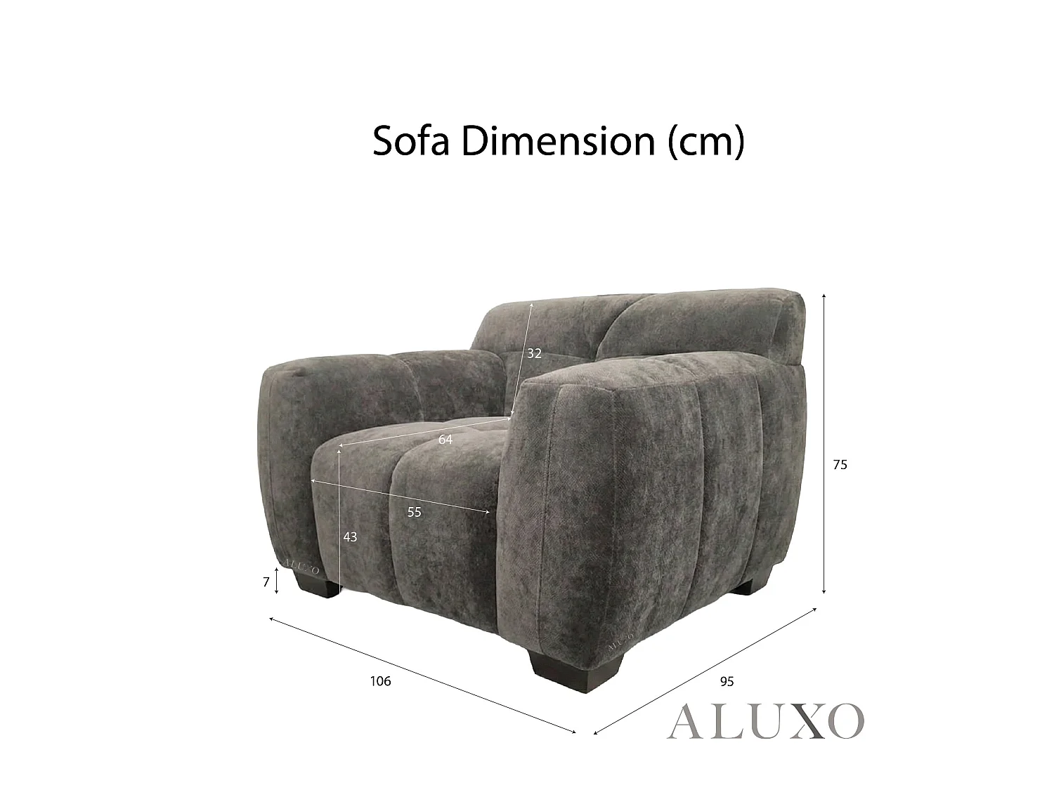 ALUXO Harlem 1 Seater Single Sofa Arm Chair Chocolate Medium 5 Year Warranty