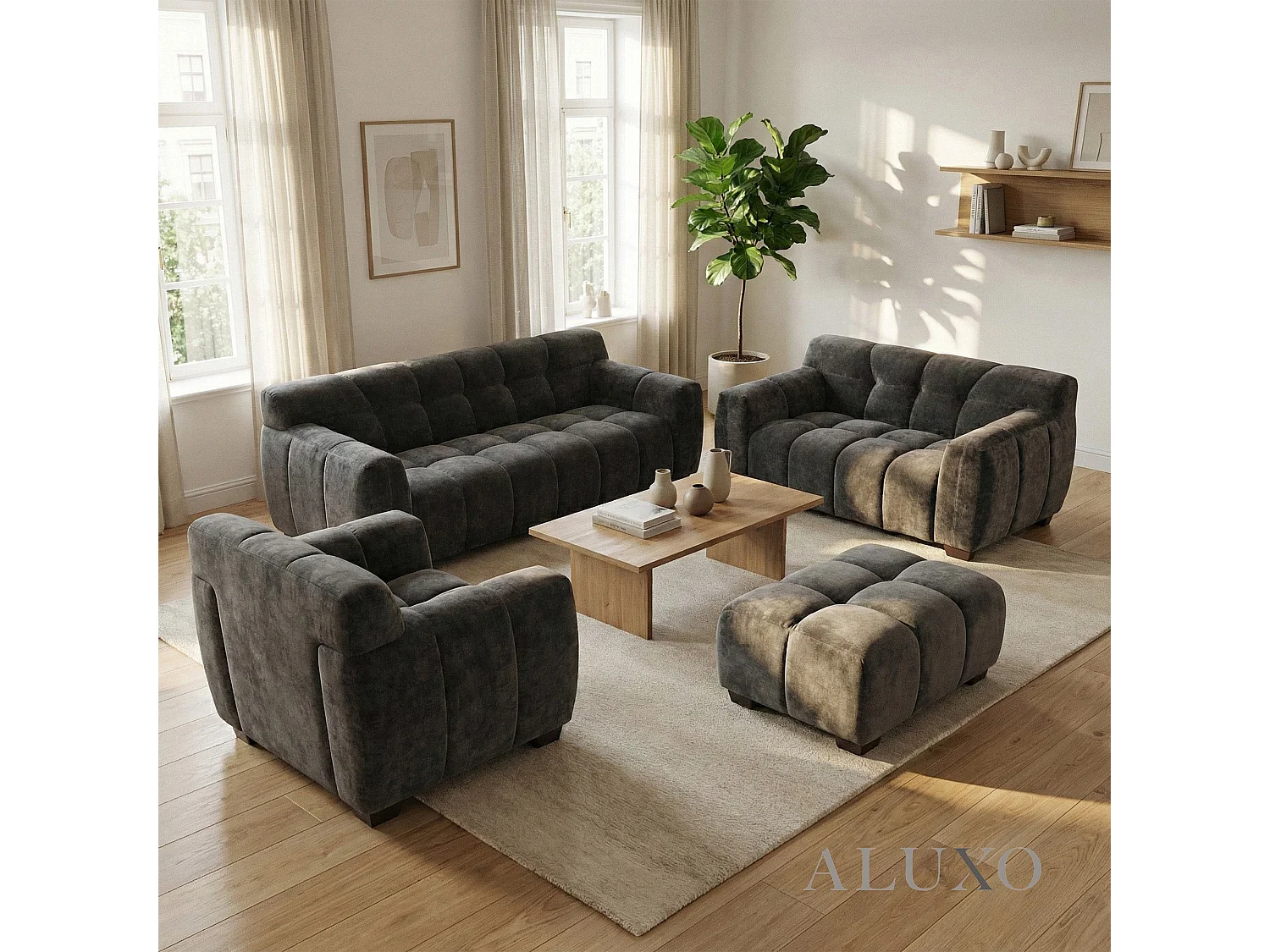 ALUXO Harlem 1 Seater Single Sofa Arm Chair Chocolate Medium 5 Year Warranty