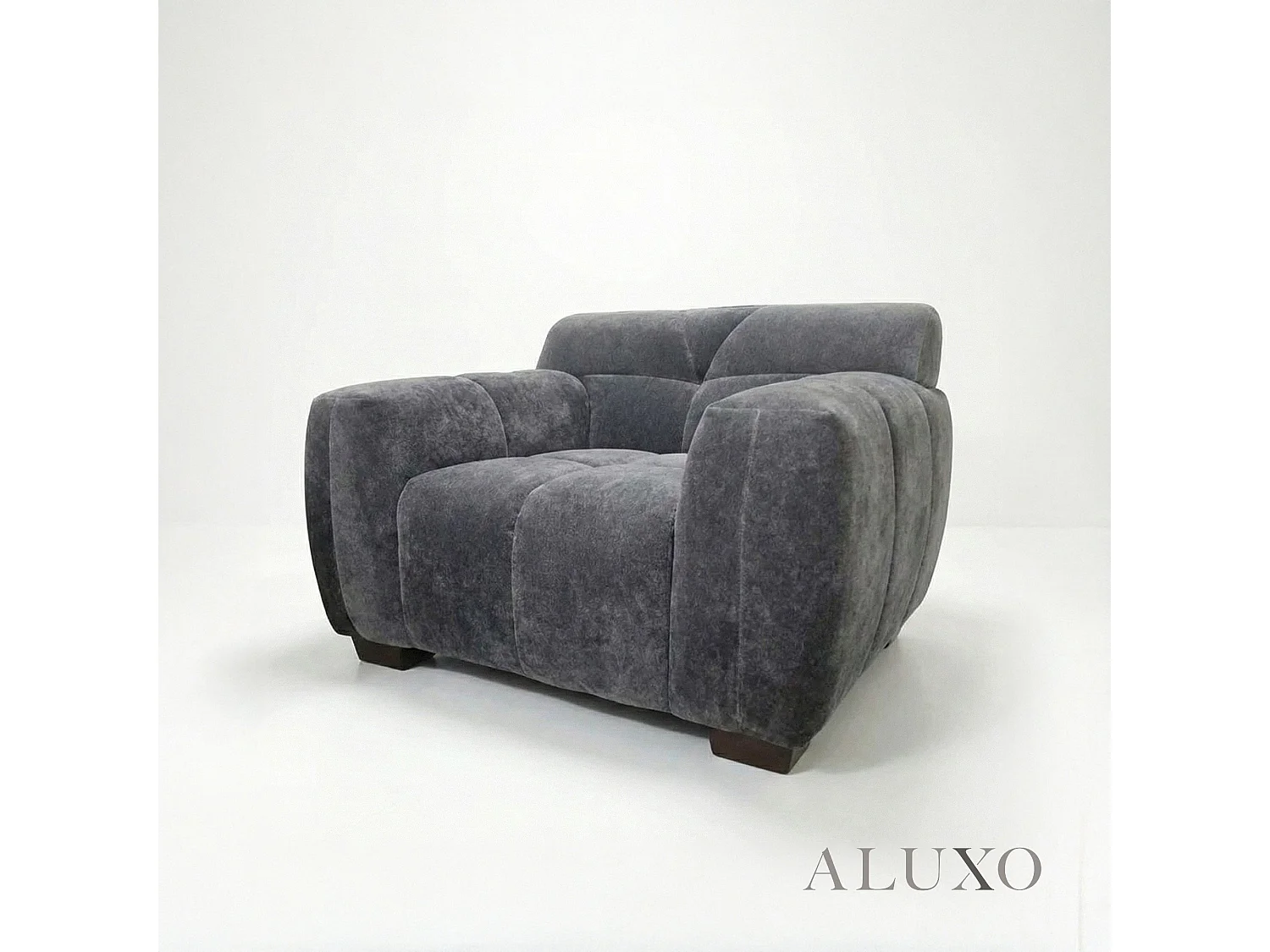 ALUXO Harlem 1 Seater Single Sofa Arm Chair Grey Steel Medium 5 Year Warranty