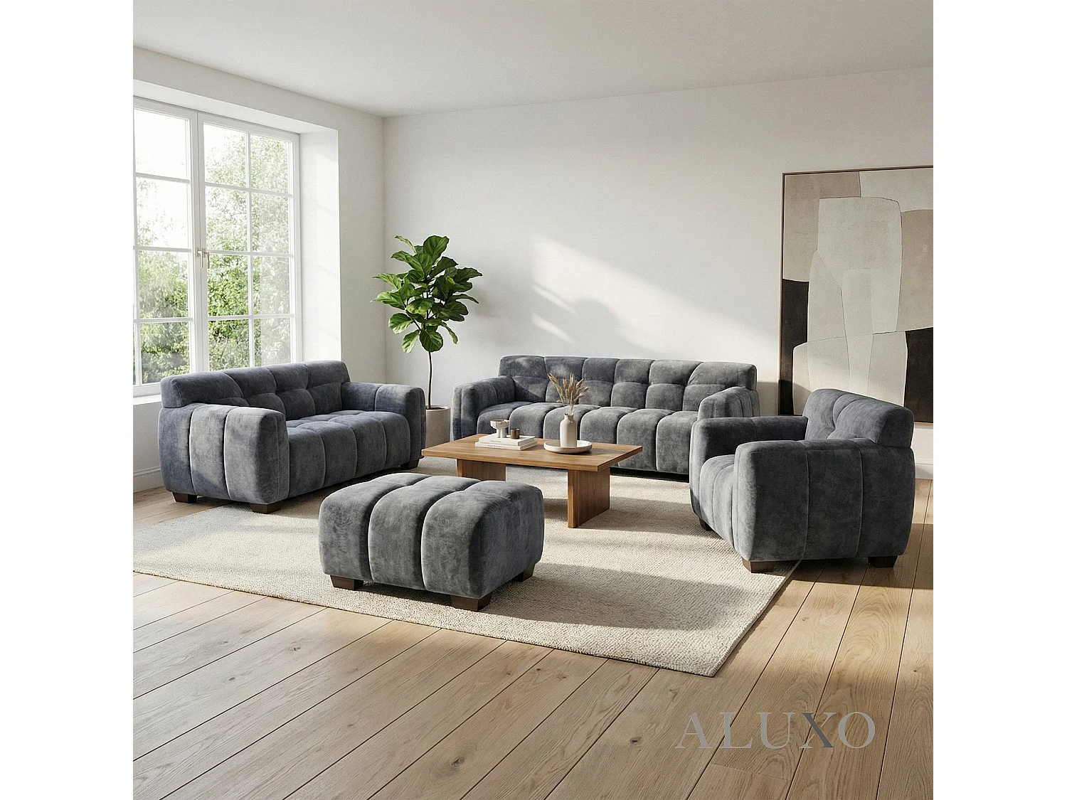 ALUXO Harlem 1 Seater Single Sofa Arm Chair Grey Steel Medium 5 Year Warranty