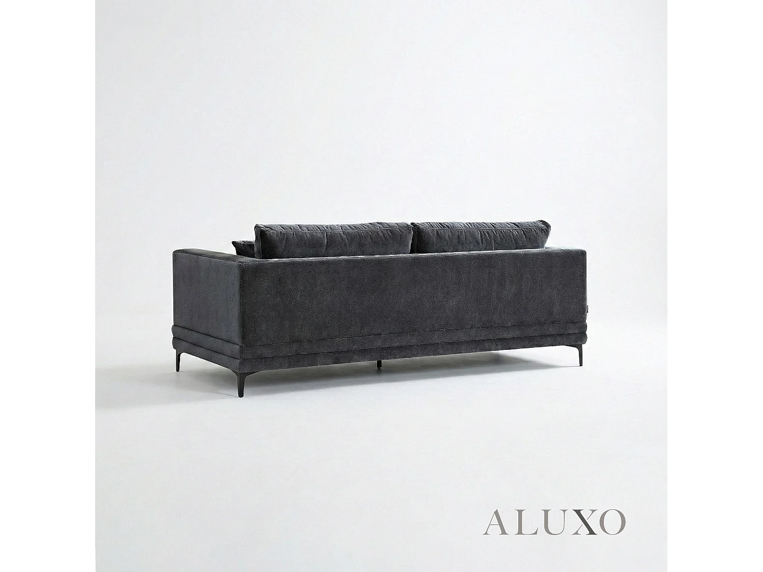 ALUXO Lenox Modern Boucle 3 Seater Sofa Steel Mermaid Velvet Grey Soft Deep Cushion Set